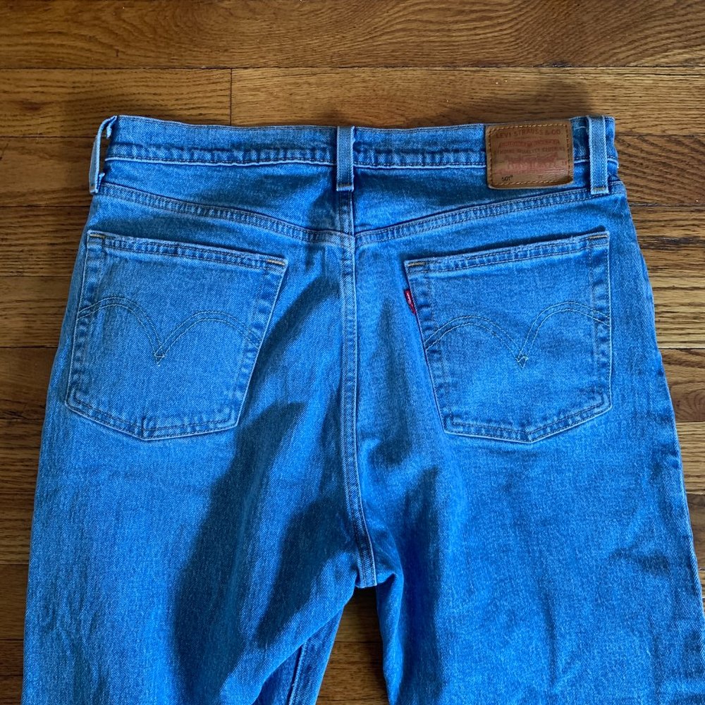 Levi's Women's 501 Jeans Cotton Denim Blue Button Fly Raw Hem 31 x 26 - Picture 9 of 9